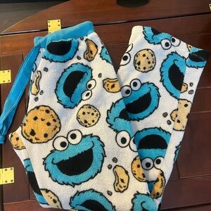 Sesame Street Blue and White Cookie Monster Pajama Pants